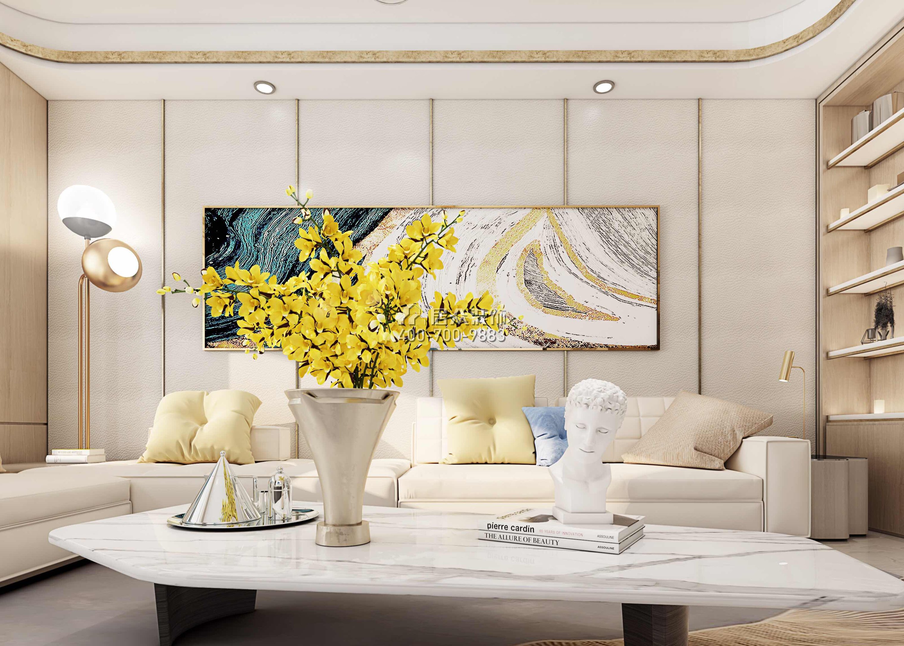 晟通牡丹舸240平方米現代簡約風格平層戶型客廳裝修效果圖