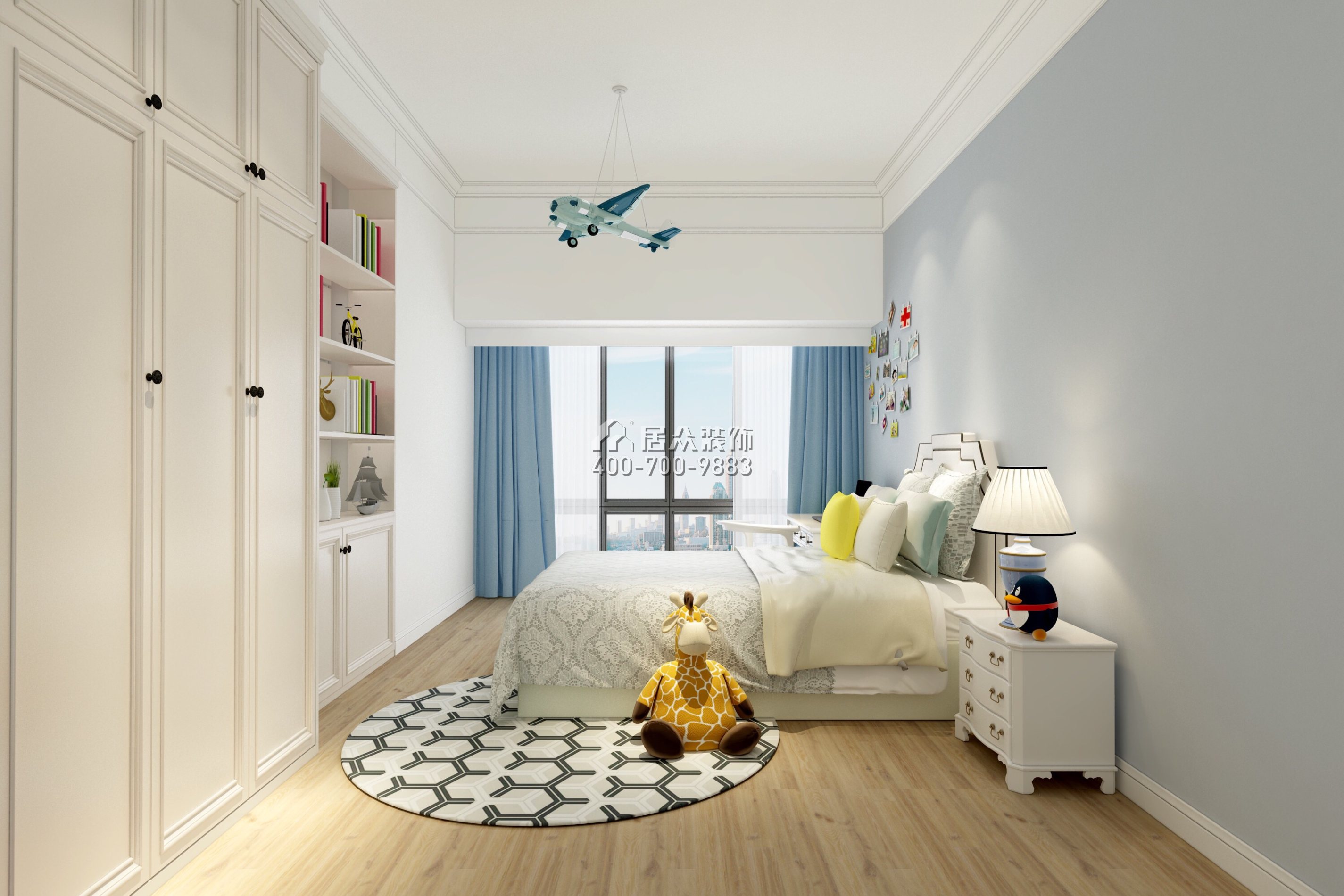 深物业前海港湾花园146平方米美式风格平层户型卧室装修效果图