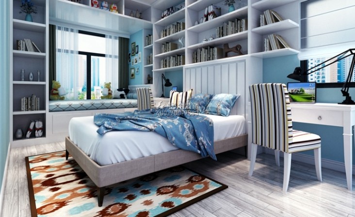 水岸汇景108平方米现代简约风格平层户型卧室装修效果图