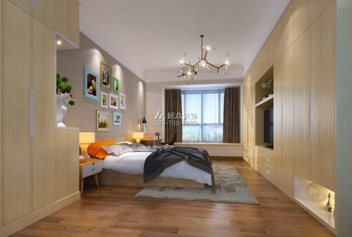 珊瑚天峰170平方米现代简约风格平层户型卧室装修效果图