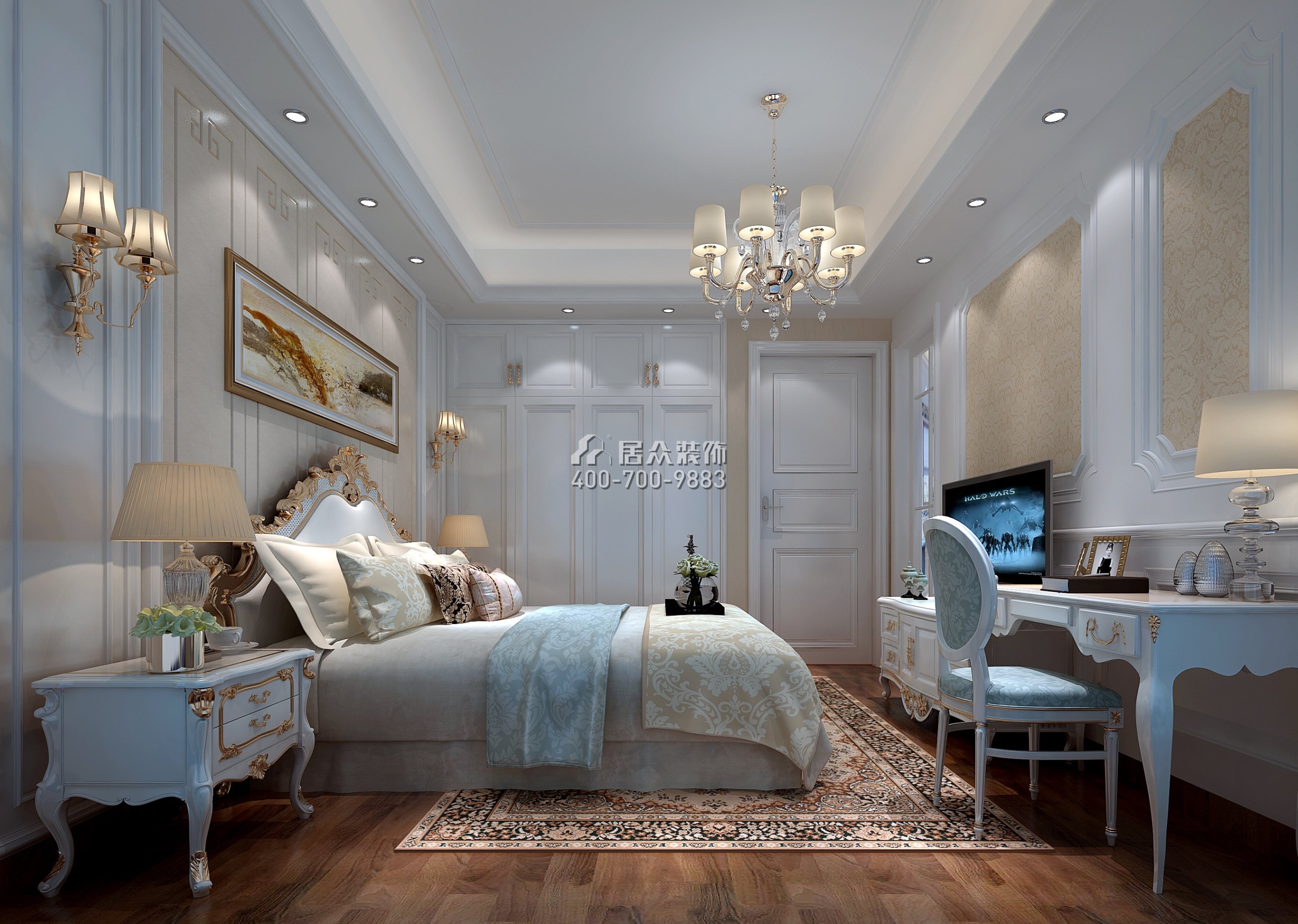 星河丹堤106平方米欧式风格平层户型卧室装修效果图