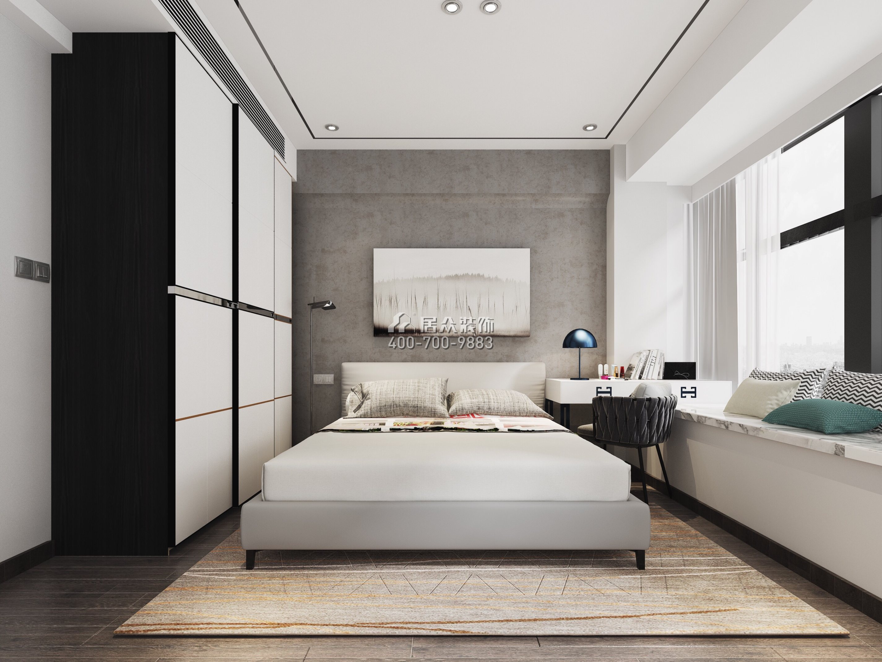 碧海君庭88平方米现代简约风格平层户型卧室装修效果图