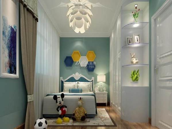 路劲隽悦豪庭190平方米中式风格复式户型儿童房装修效果图