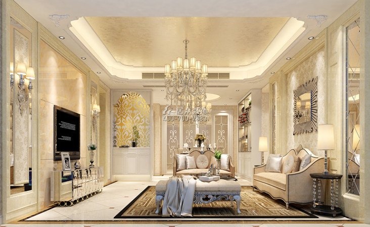 中海鹿丹名苑150平方米歐式風格平層戶型客廳裝修效果圖