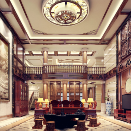 碧桂园1800平方米中式风格别墅户型客厅装修效果图
