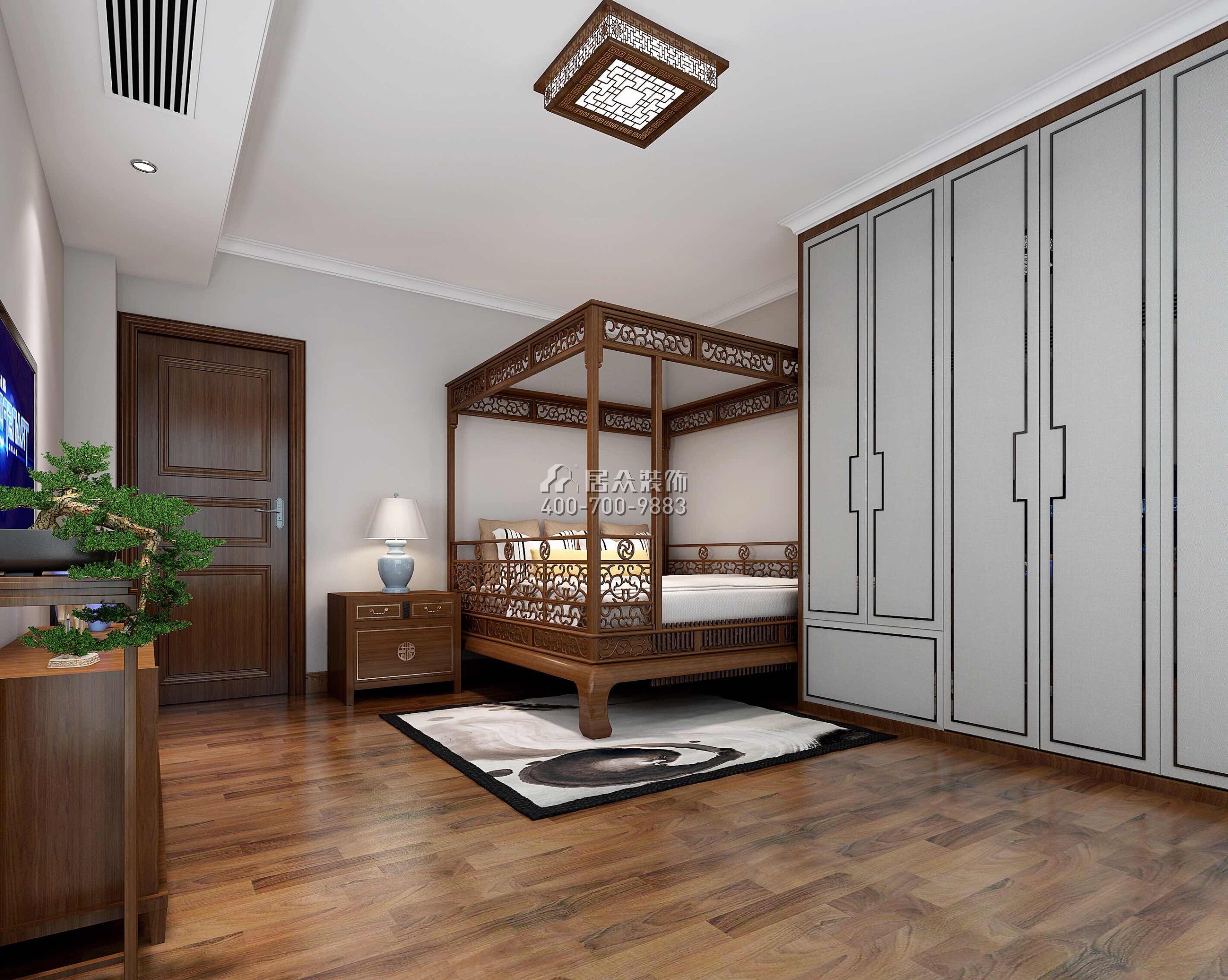 星河丹堤242平方米中式风格复式户型卧室装修效果图