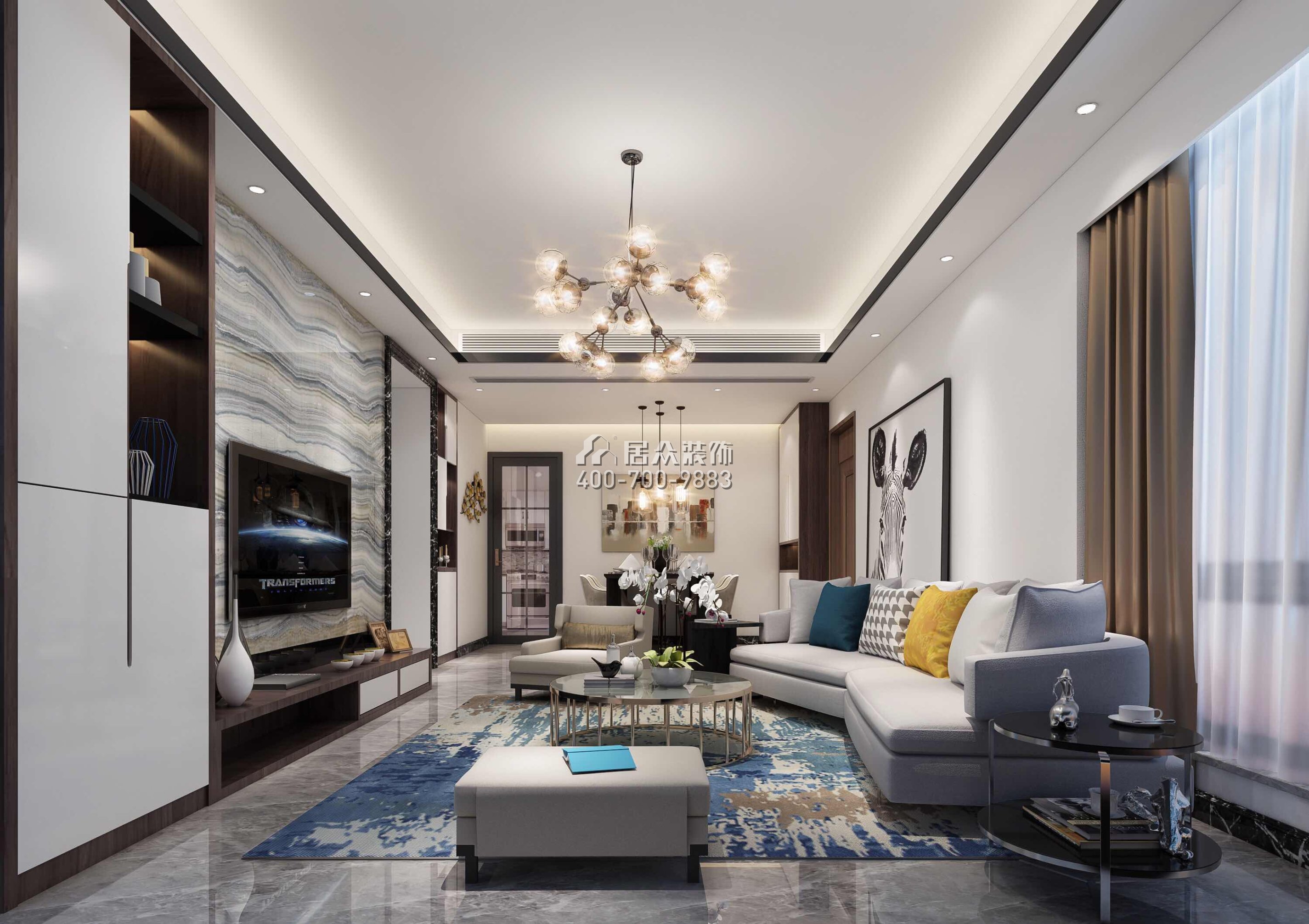 宝生midtown 88平方米现代简约风格平层户型客厅装修效果图