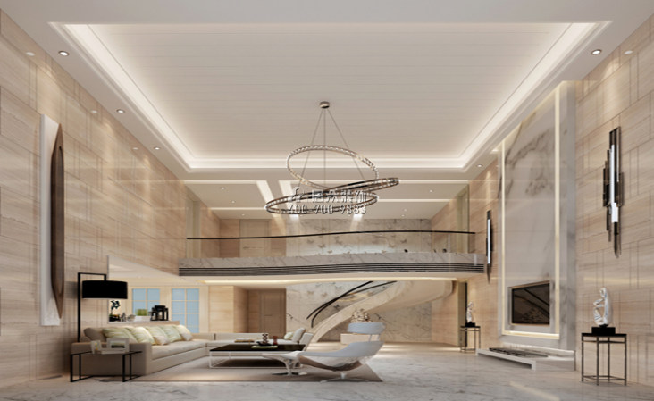 天湖郦都300平方米现代简约风格复式户型客厅装修效果图