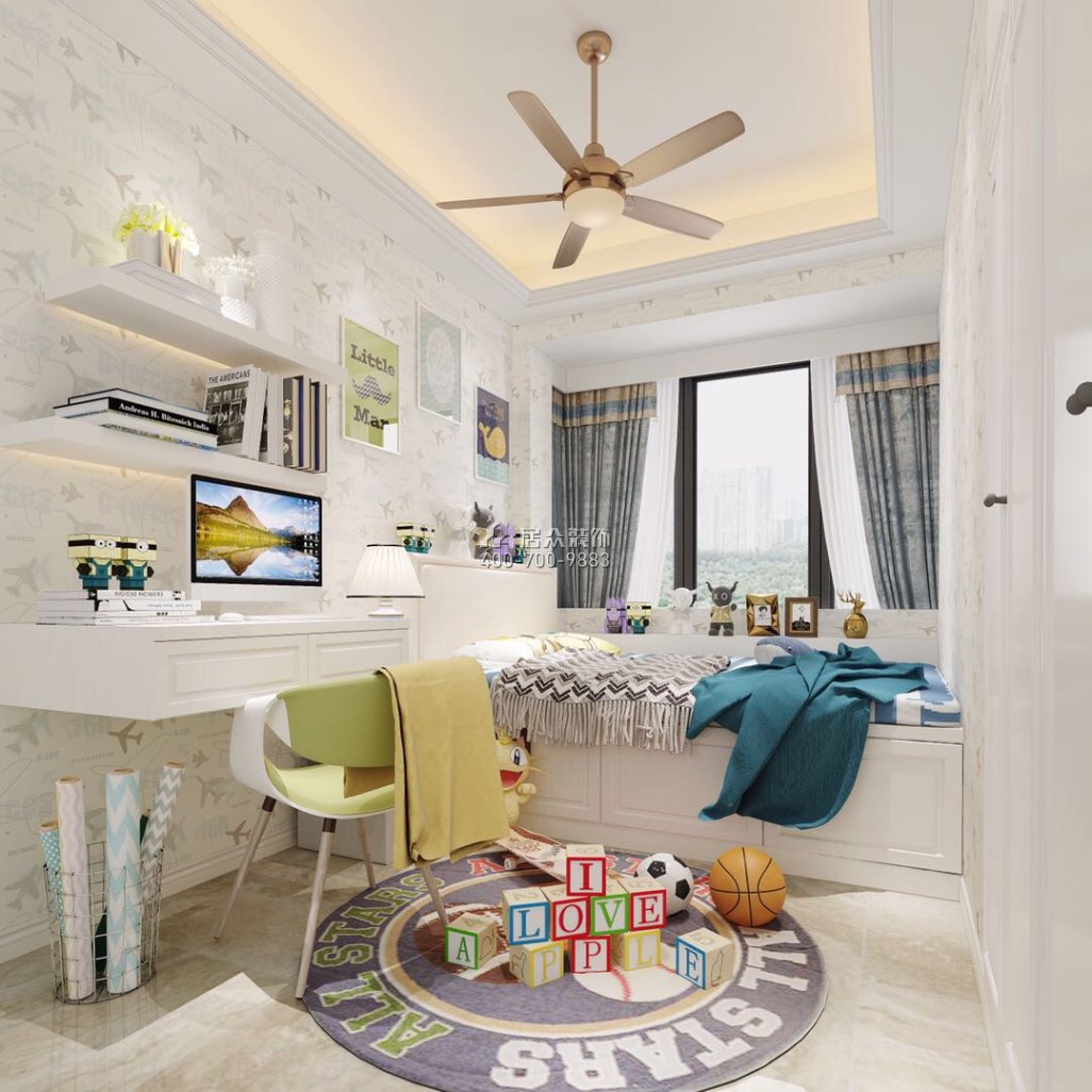 海印长城110平方米欧式风格平层户型卧室装修效果图