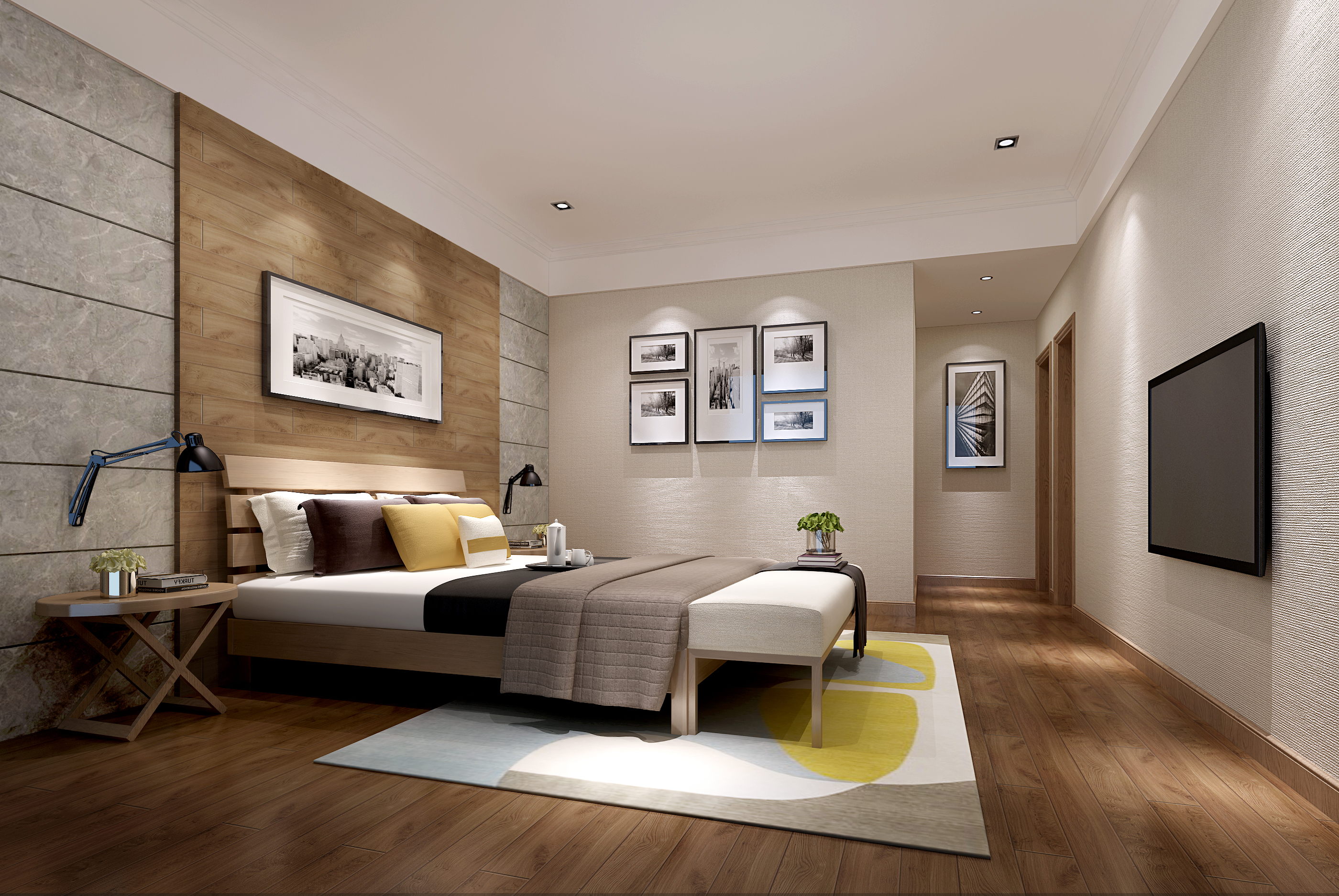 幸福城二期160平方米现代简约风格平层户型卧室装修效果图