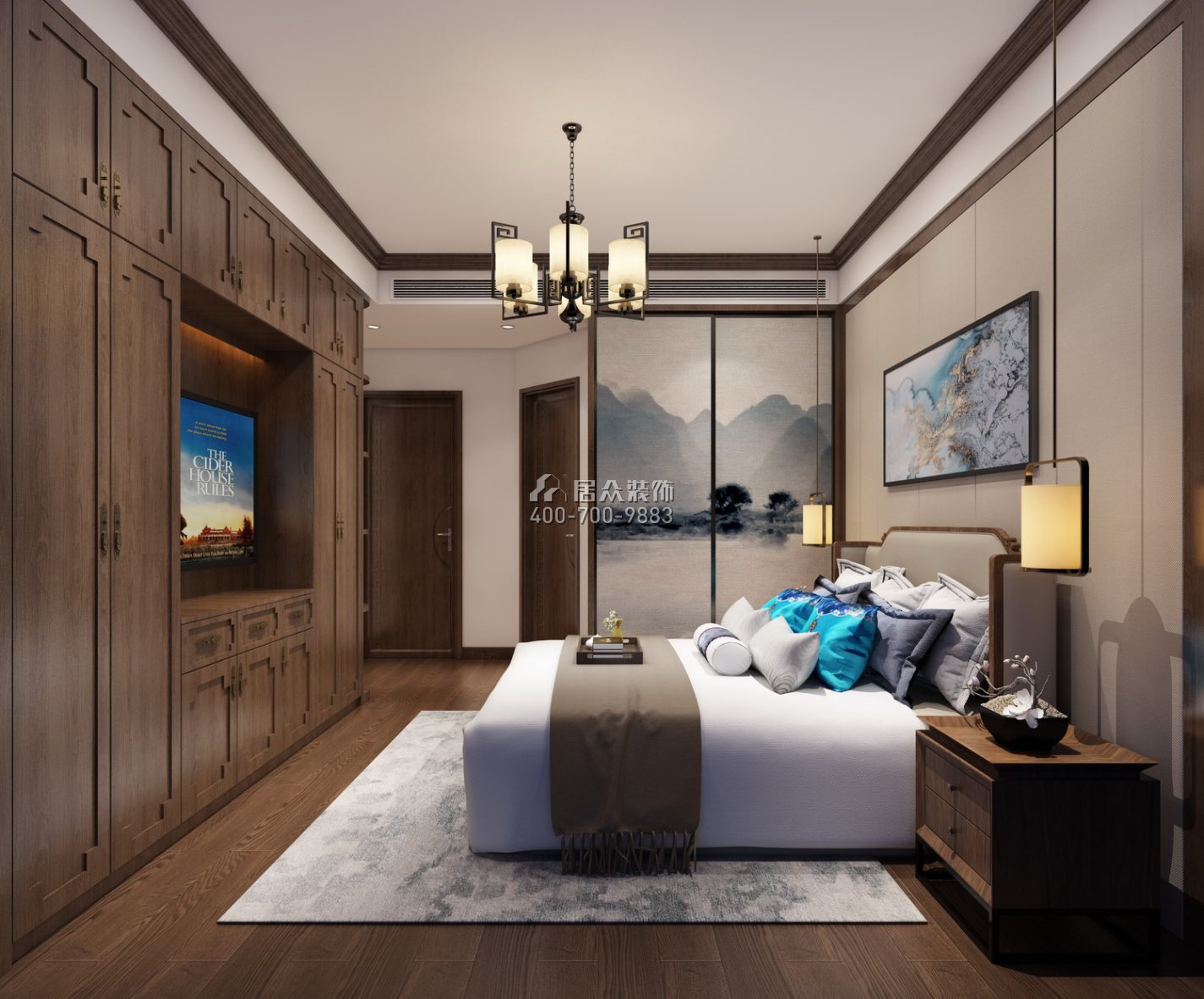 光明大第202平方米中式风格平层户型卧室装修效果图