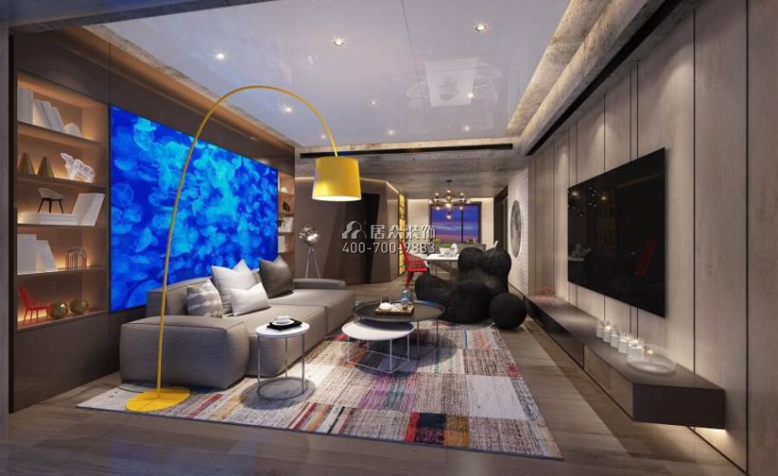 三湘海尚花園一期150平方米現代簡約風格平層戶型客廳裝修效果圖