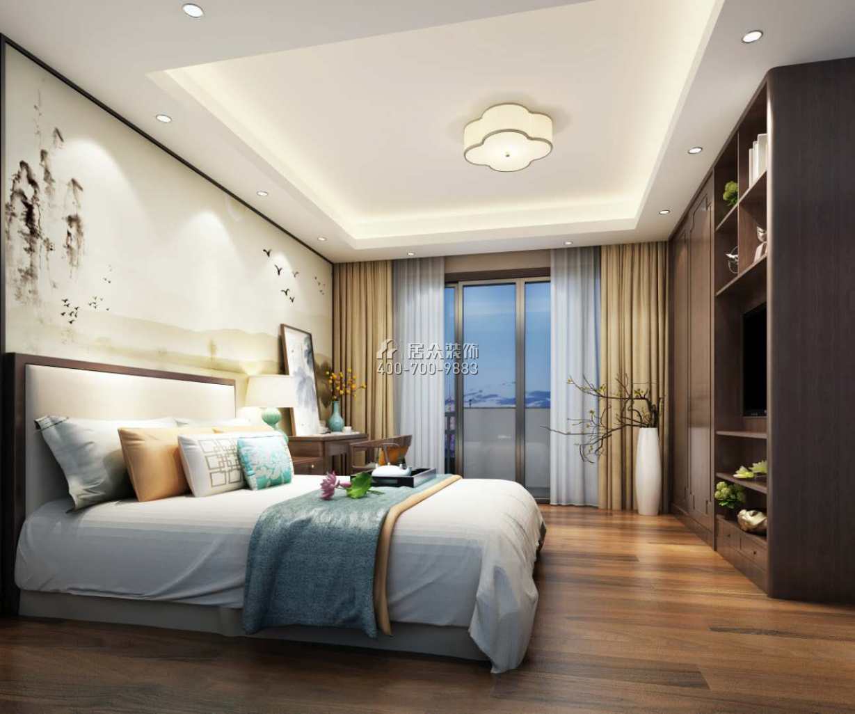 海逸豪庭尚都280平方米中式风格别墅户型卧室装修效果图