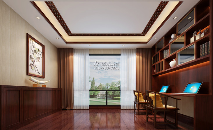 九号公馆600平方米中式风格别墅户型书房装修效果图