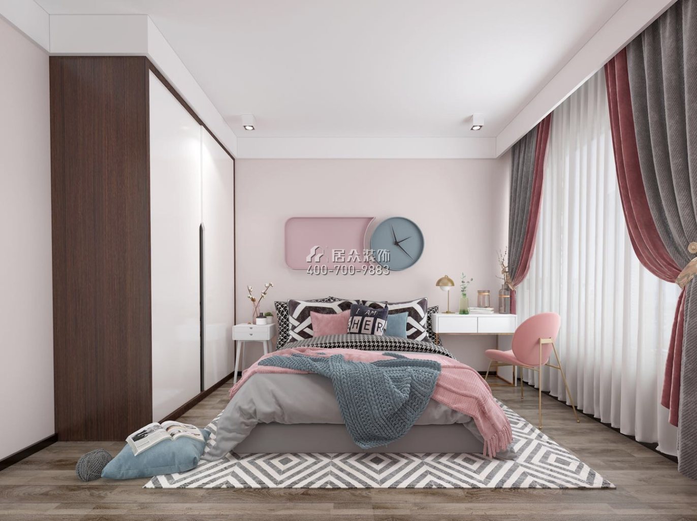 东关乐尚林居80平方米现代简约风格平层户型卧室装修效果图