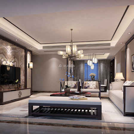 水木丹華165平方米中式風格平層戶型客廳裝修效果圖