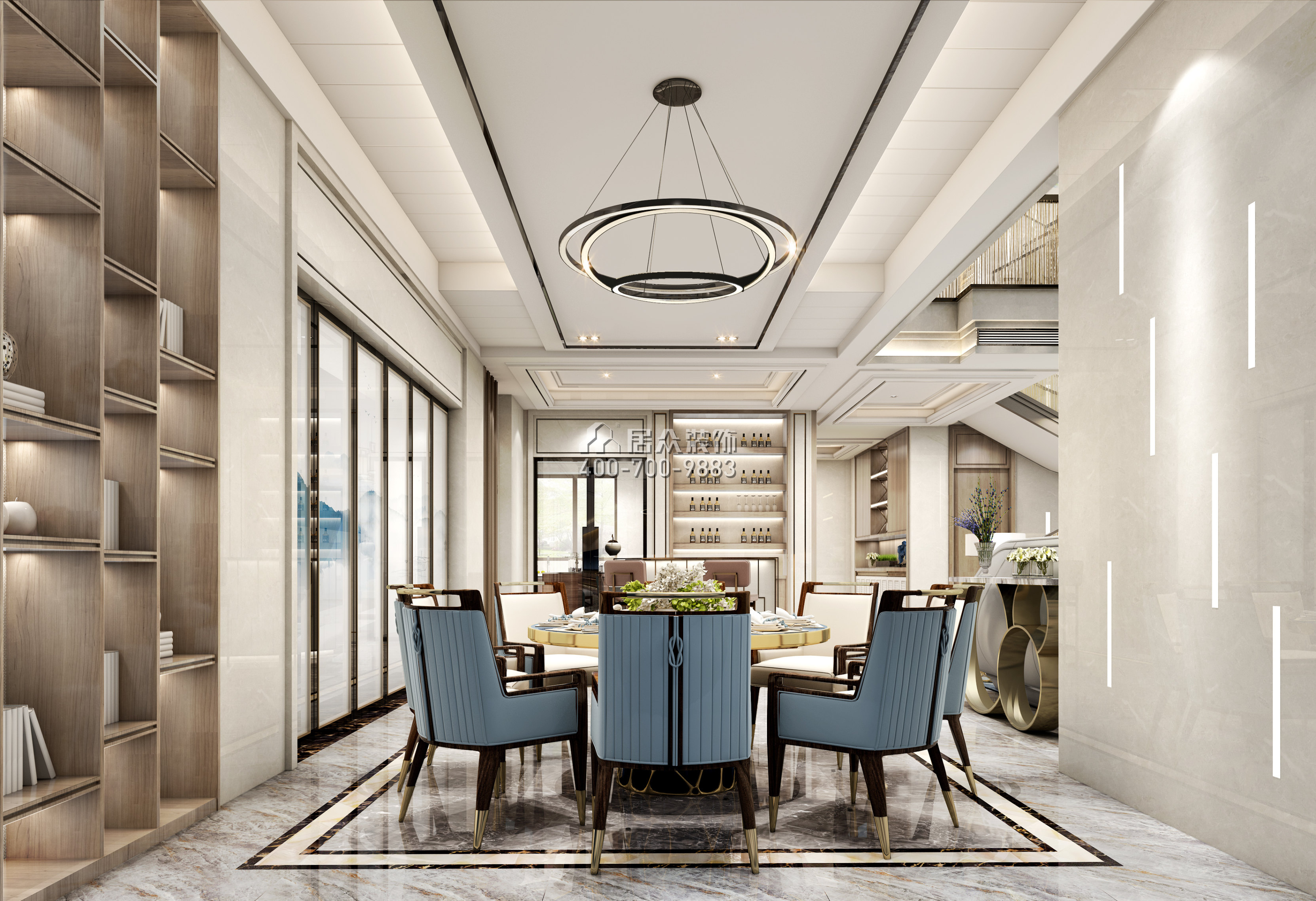 海逸豪庭326平方米混搭风格别墅户型餐厅装修效果图