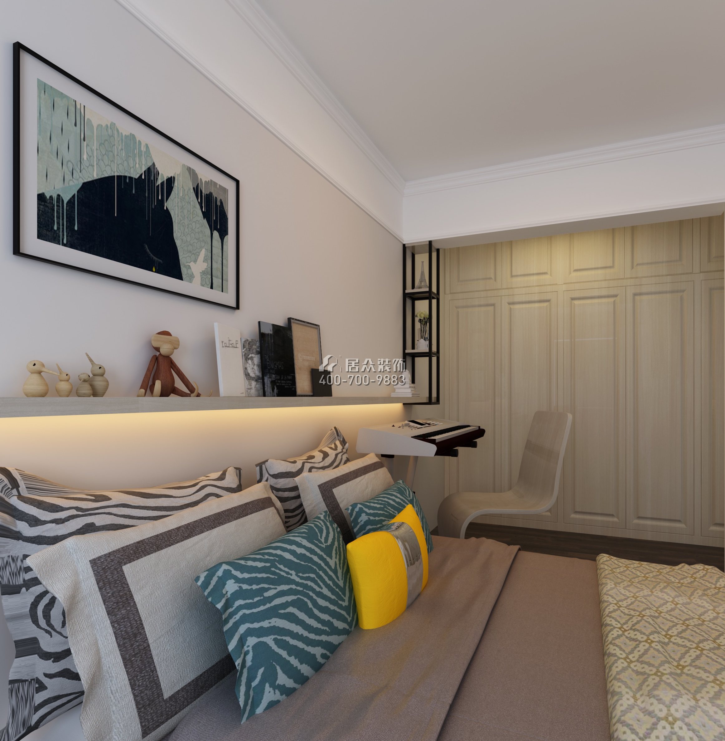 保利天匯128平方米現代簡約風格平層戶型臥室裝修效果圖