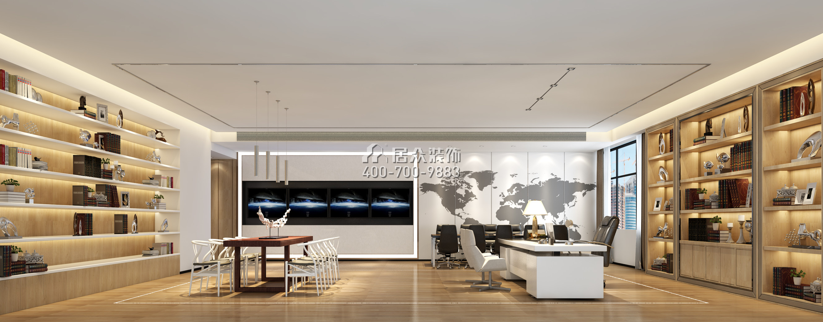 東寶路2000平方米現代簡約風格公裝（已棄用）戶型客廳裝修效果圖
