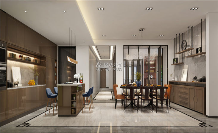 300平方米中式风格平层户型餐厅装修效果图