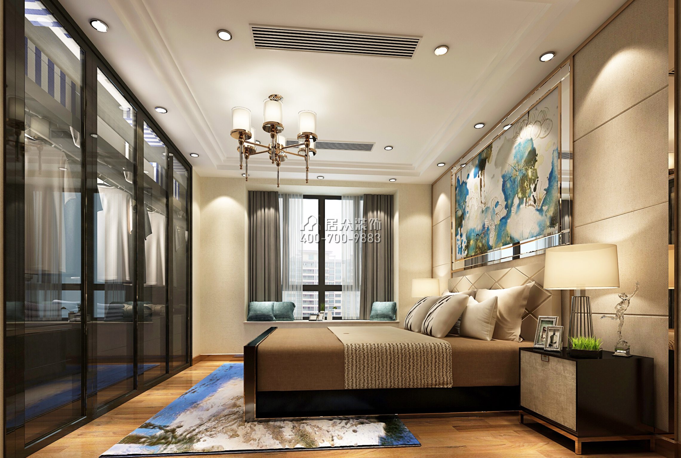 大信君汇湾240平方米新古典风格平层户型卧室kok电竞平台效果图