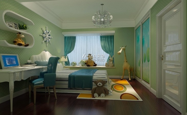 方直珑湖湾165平方米欧式风格平层户型卧室装修效果图