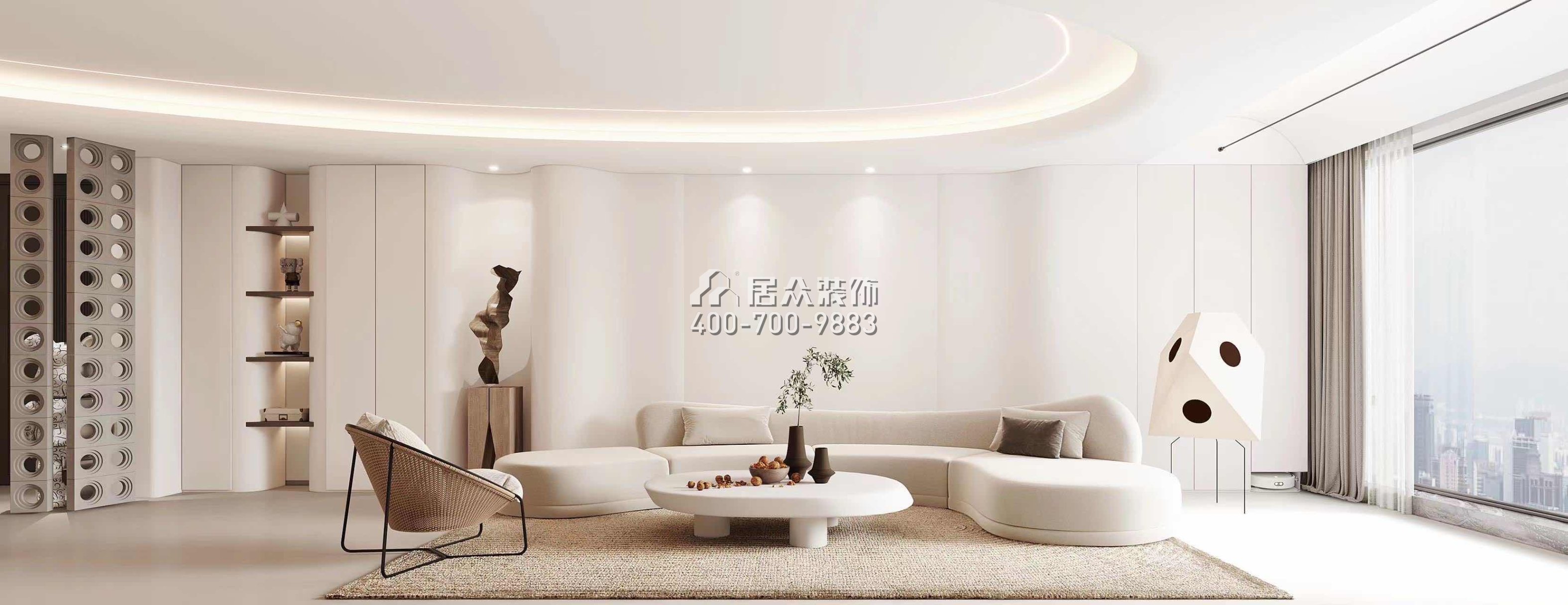 中洲濱海華府一期166平方米現代簡約風格平層戶型客廳裝修效果圖