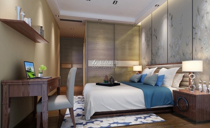 水岸汇景108平方米现代简约风格平层户型卧室装修效果图