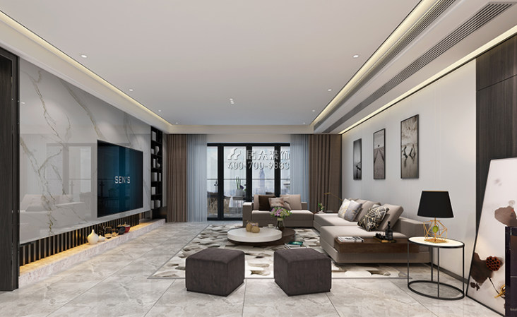 三湘海尚花園二期208平方米現代簡約風格平層戶型客廳裝修效果圖