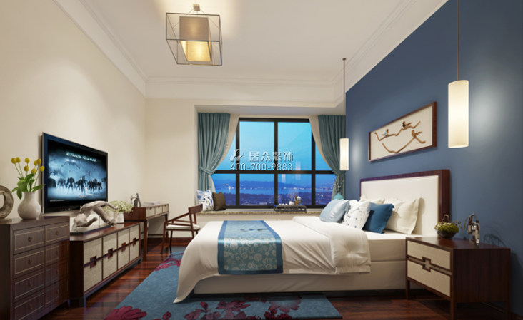 北滘雅居樂英倫首府200平方米中式風格平層戶型臥室裝修效果圖