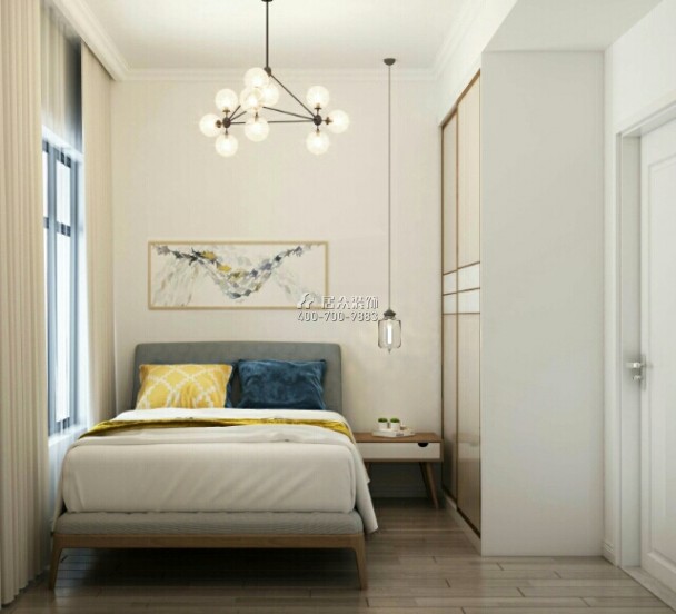 麟恒广场三期89平方米现代简约风格平层户型卧室装修效果图