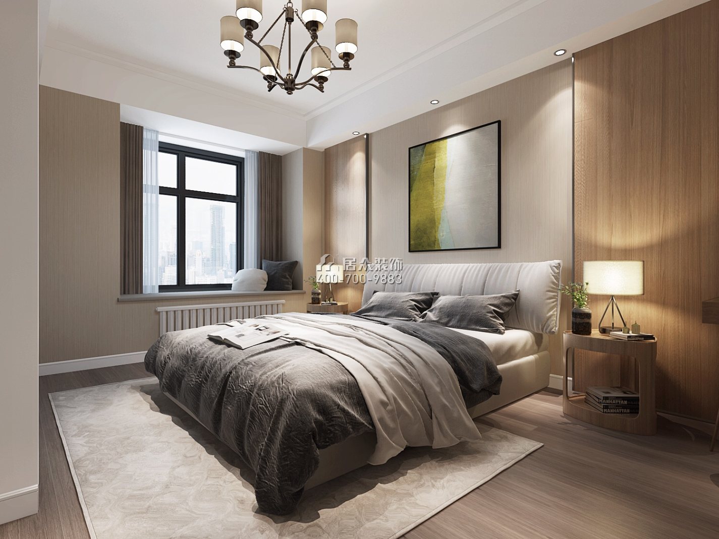 紫御华庭130平方米现代简约风格平层户型卧室装修效果图