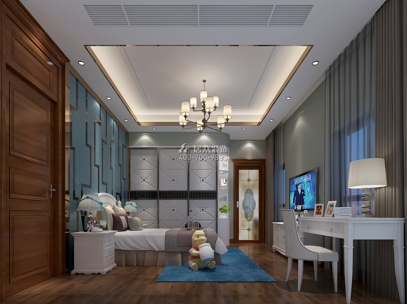 雅宝新城450平方米中式风格别墅户型卧室装修效果图