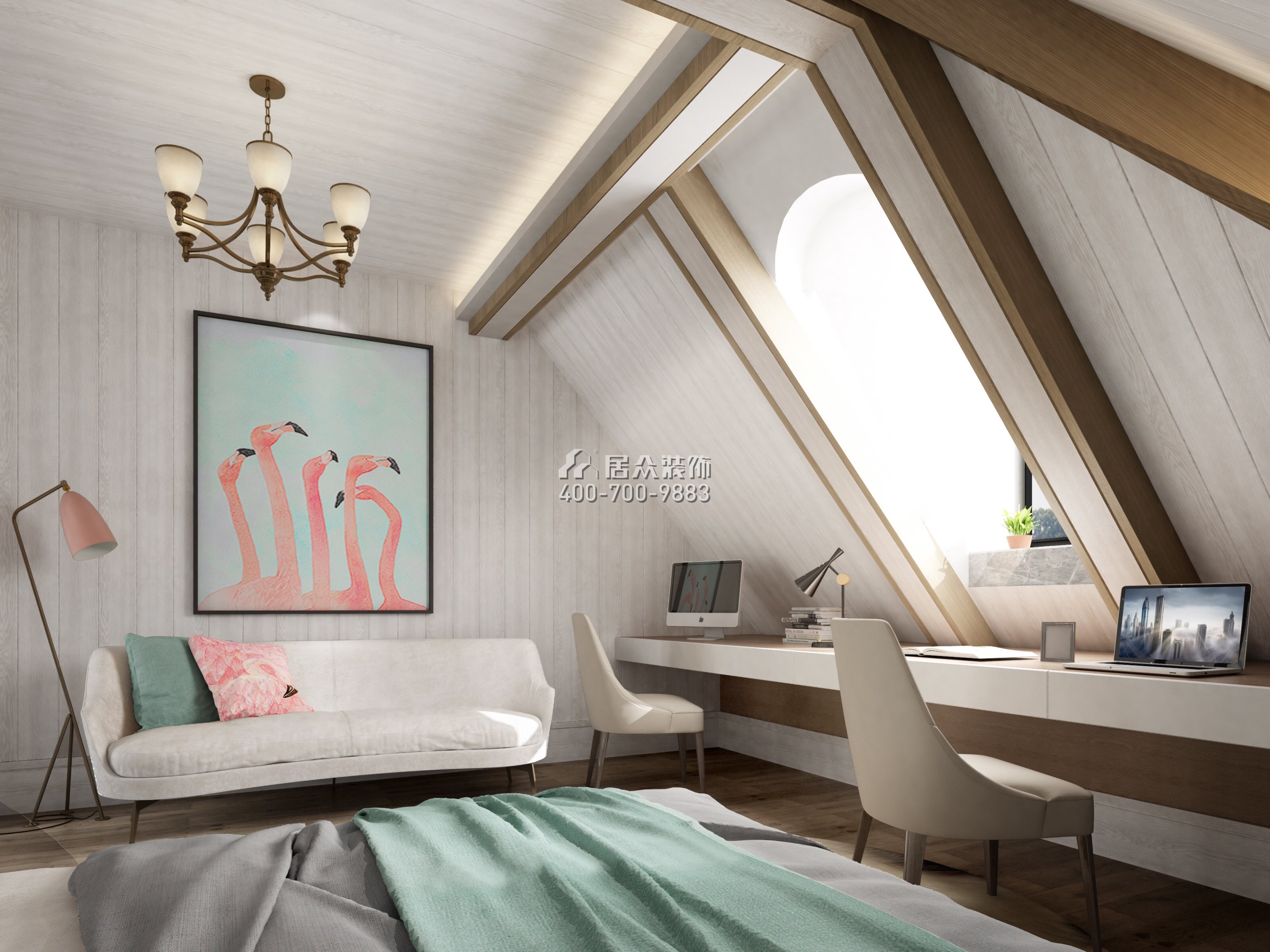 卢浮原著400平方米现代简约风格别墅户型卧室装修效果图