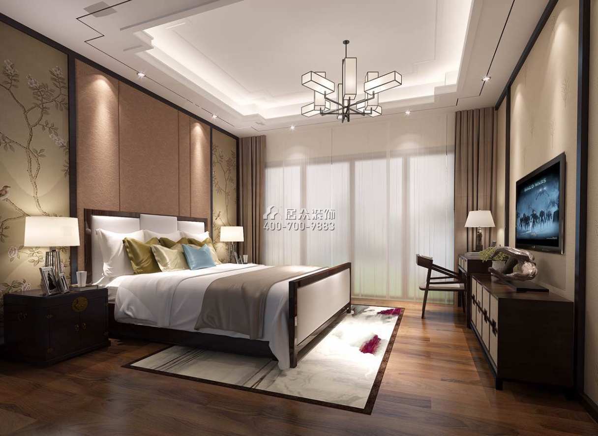 流金岁月500平方米中式风格复式户型卧室装修效果图