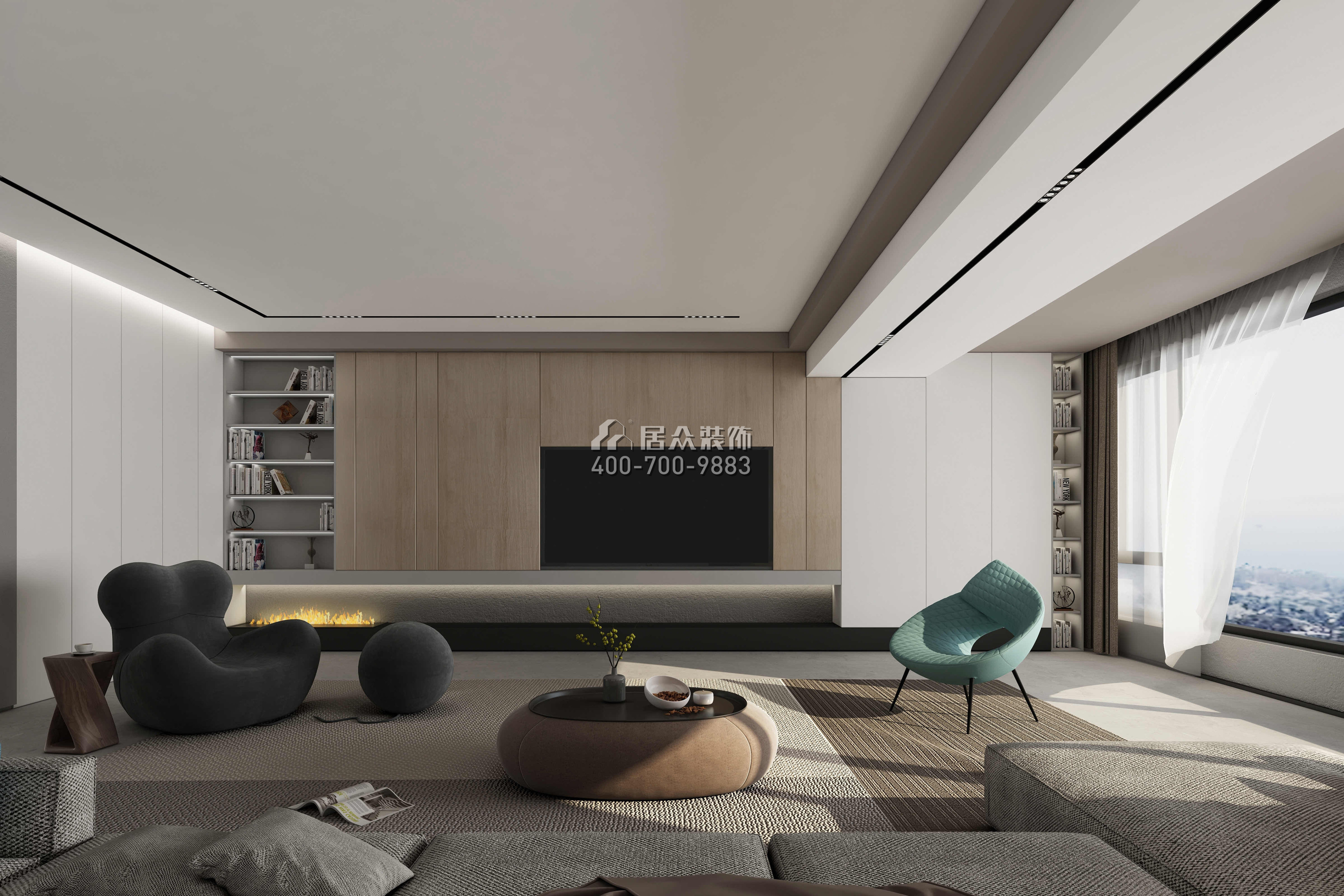 中建江山壹號400平方米現代簡約風格平層戶型客廳裝修效果圖