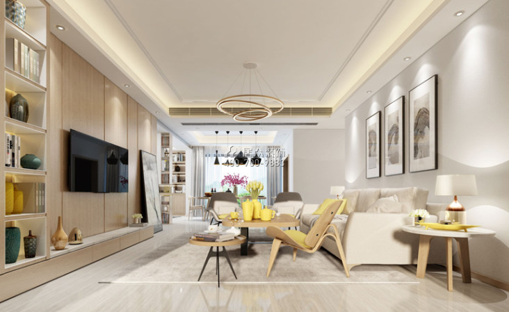 美的君兰江山168平方米现代简约风格平层户型客厅装修效果图