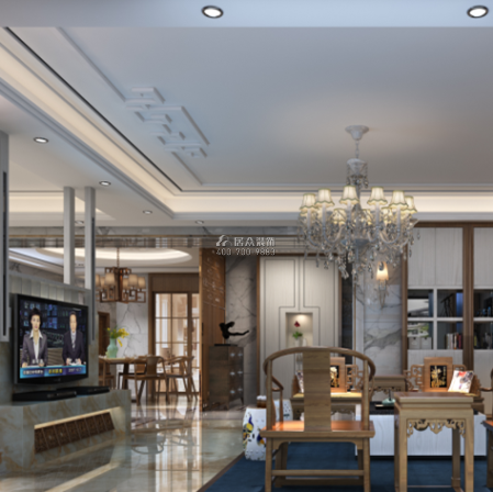 纯水岸十五期239平方米中式风格平层户型客厅装修效果图