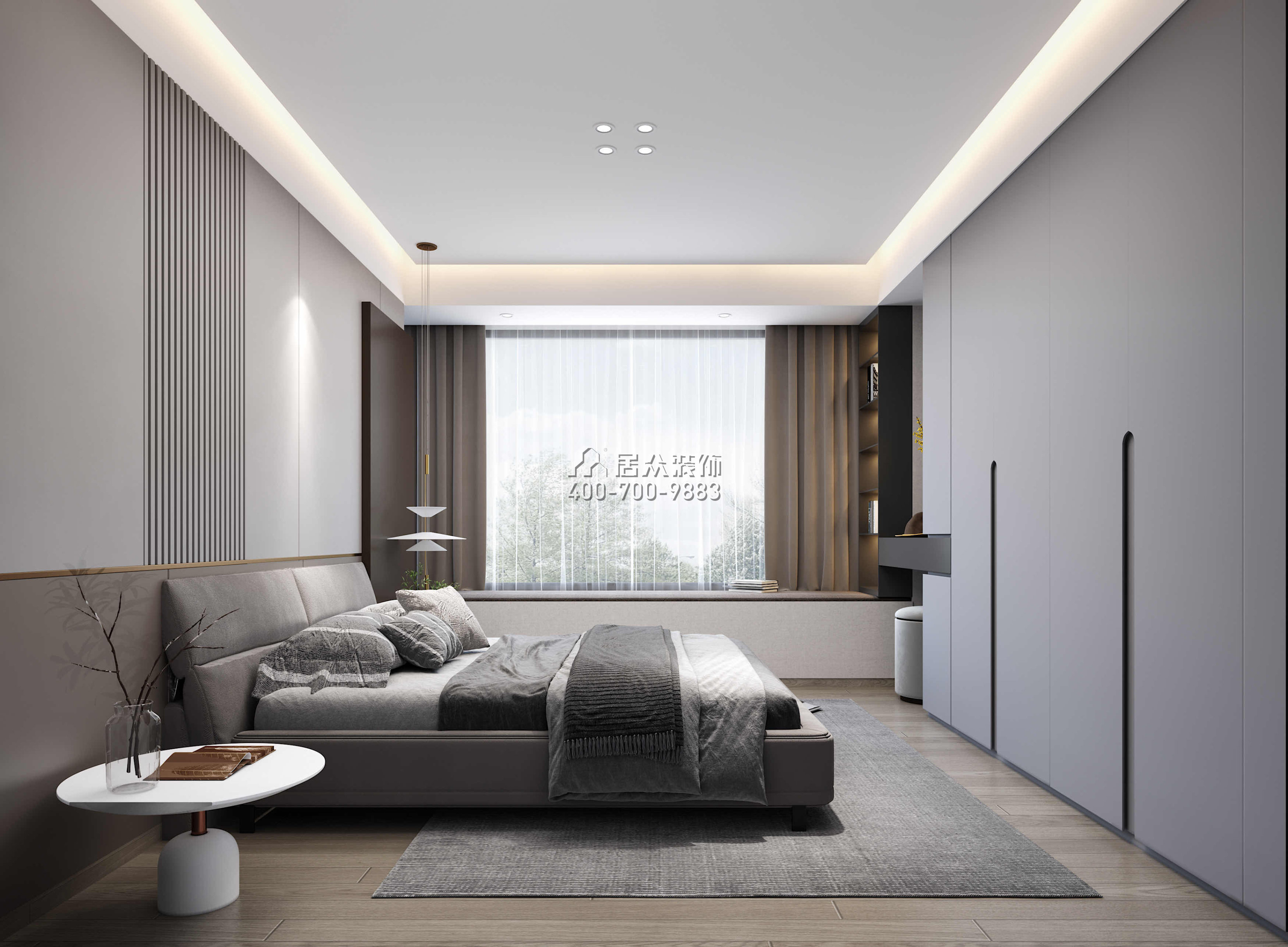 华发绿洋湾168平方米现代简约风格平层户型卧室装修效果图