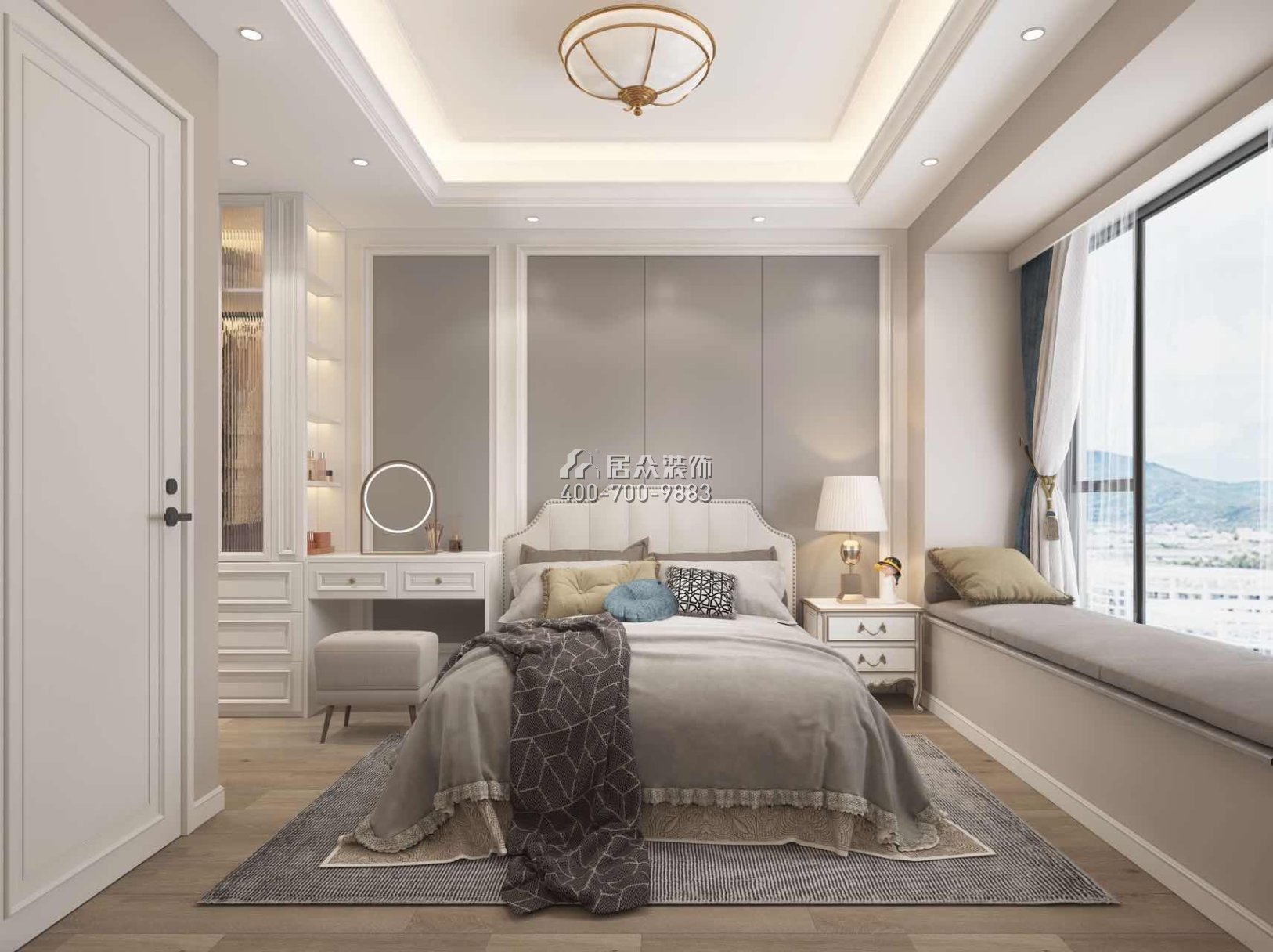 深铁阅山镜90平方米美式风格平层户型卧室装修效果图