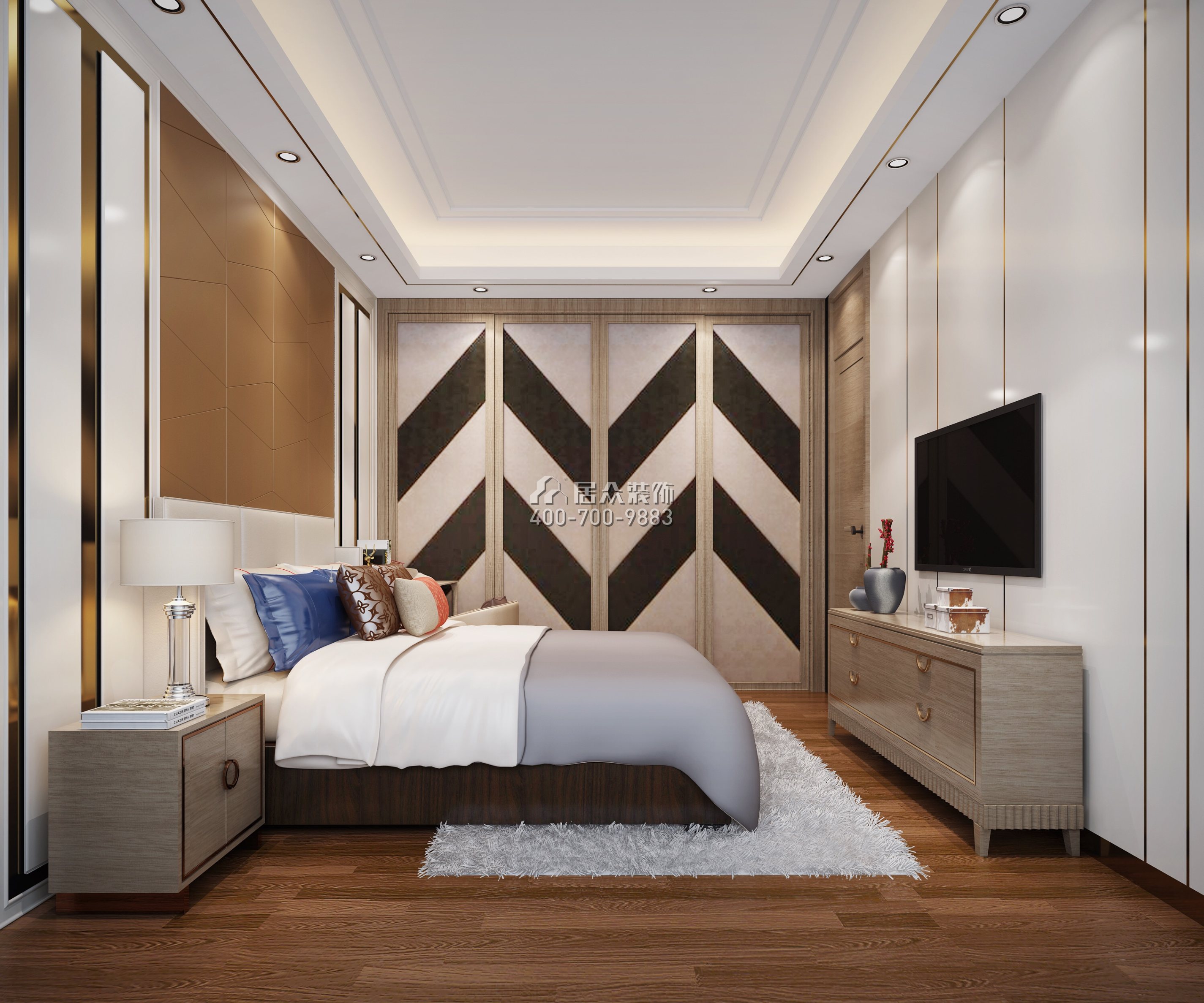 御龙居379平方米混搭风格复式户型卧室装修效果图