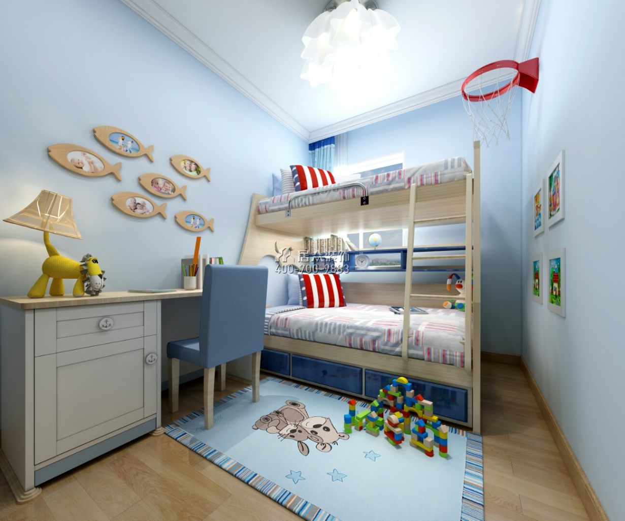 香山美树苑100平方米现代简约风格平层户型儿童房装修效果图
