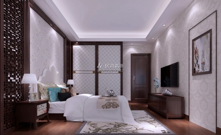 藏珑湖上国际400平方米中式风格别墅户型卧室装修效果图