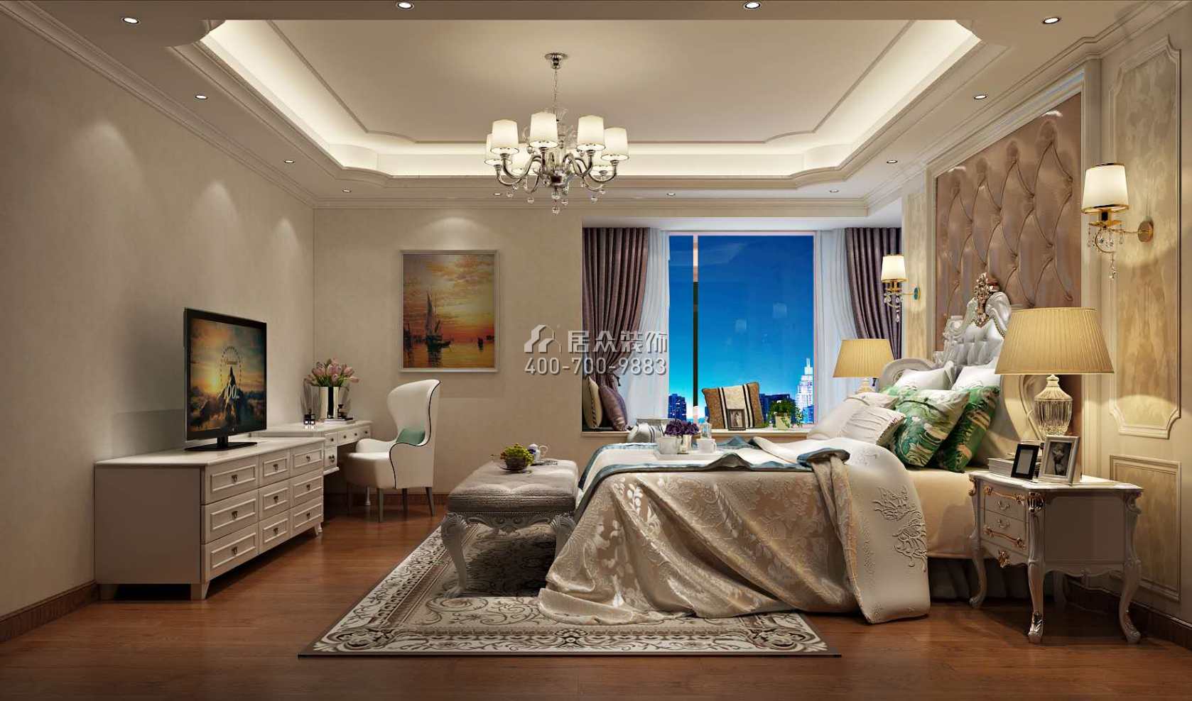 230平方米欧式风格平层户型卧室装修效果图