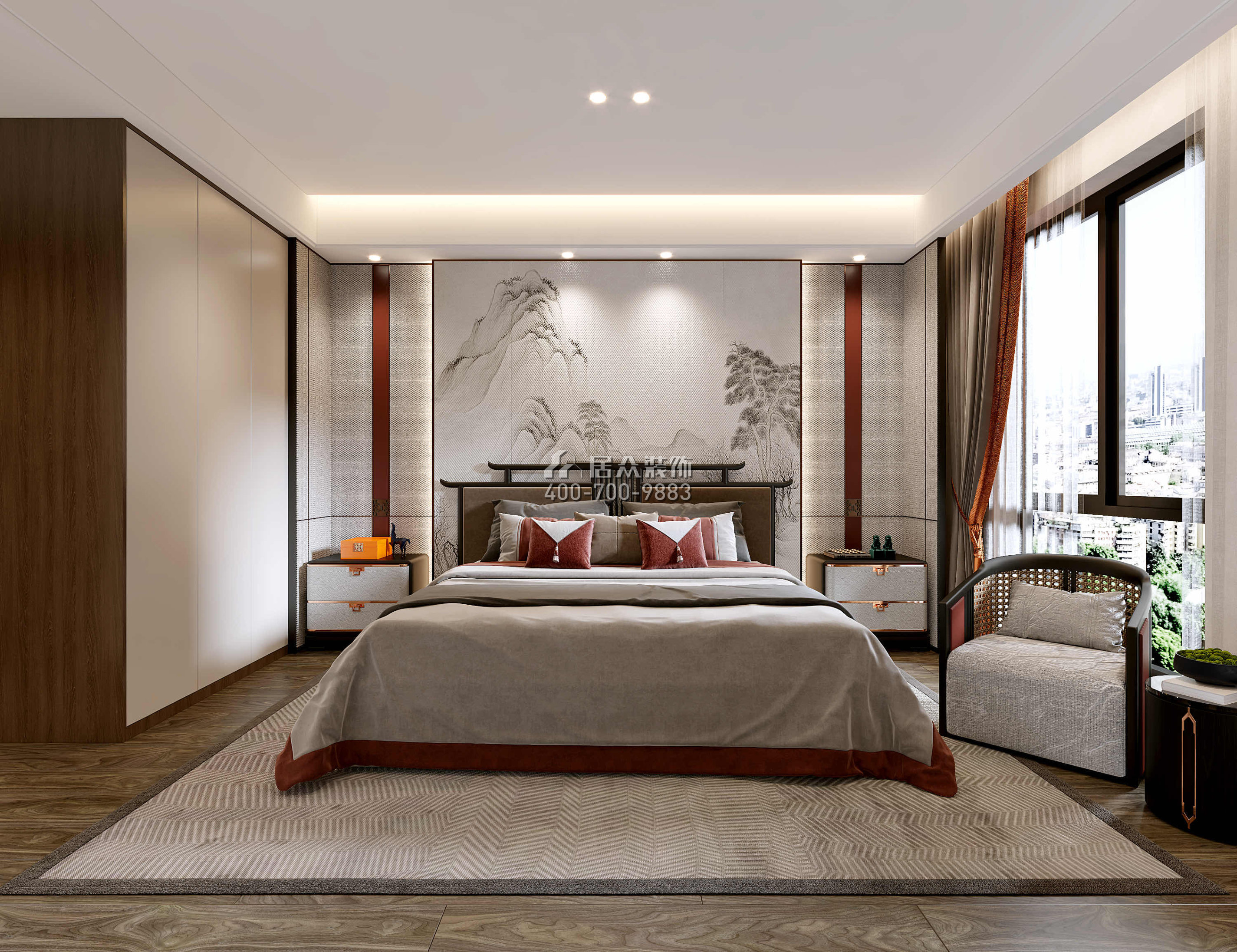 觀嶺高爾夫豪庭430平方米中式風格別墅戶型臥室裝修效果圖