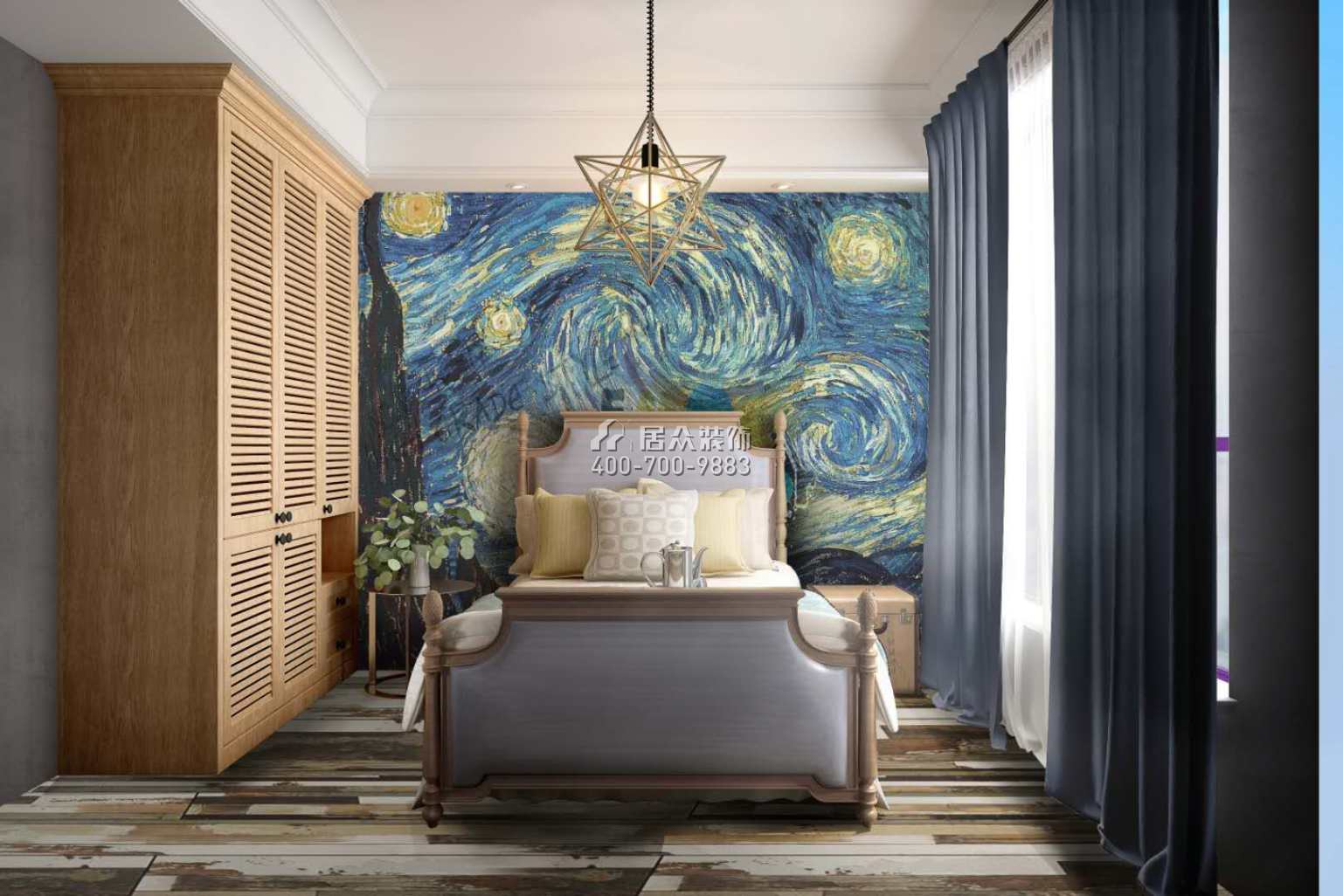 德景园127平方米美式风格平层户型卧室装修效果图