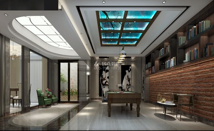 華僑城天鵝湖1000平方米中式風格別墅戶型娛樂室裝修效果圖