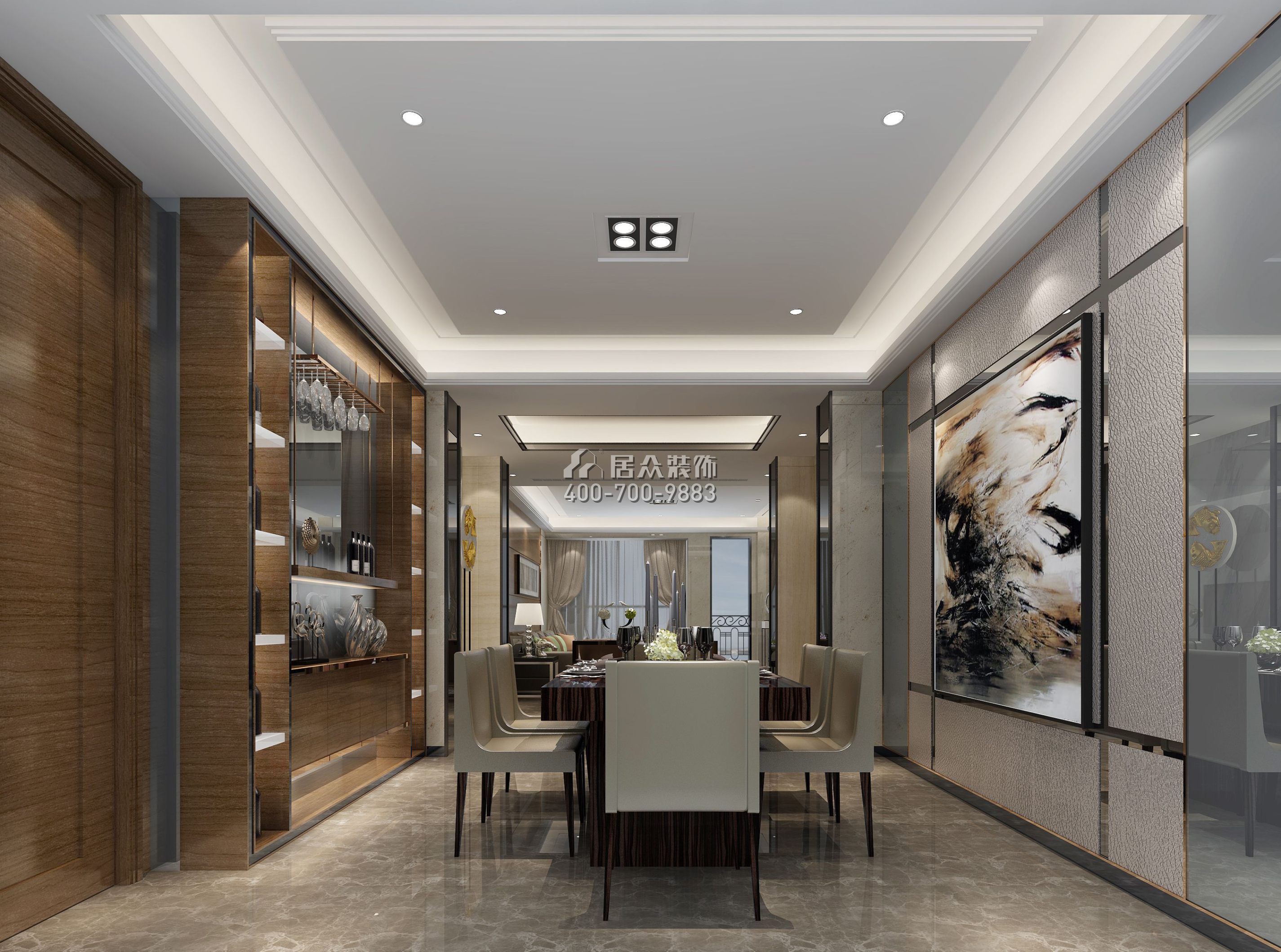 大康福盈门179平方米现代简约风格平层户型餐厅装修效果图