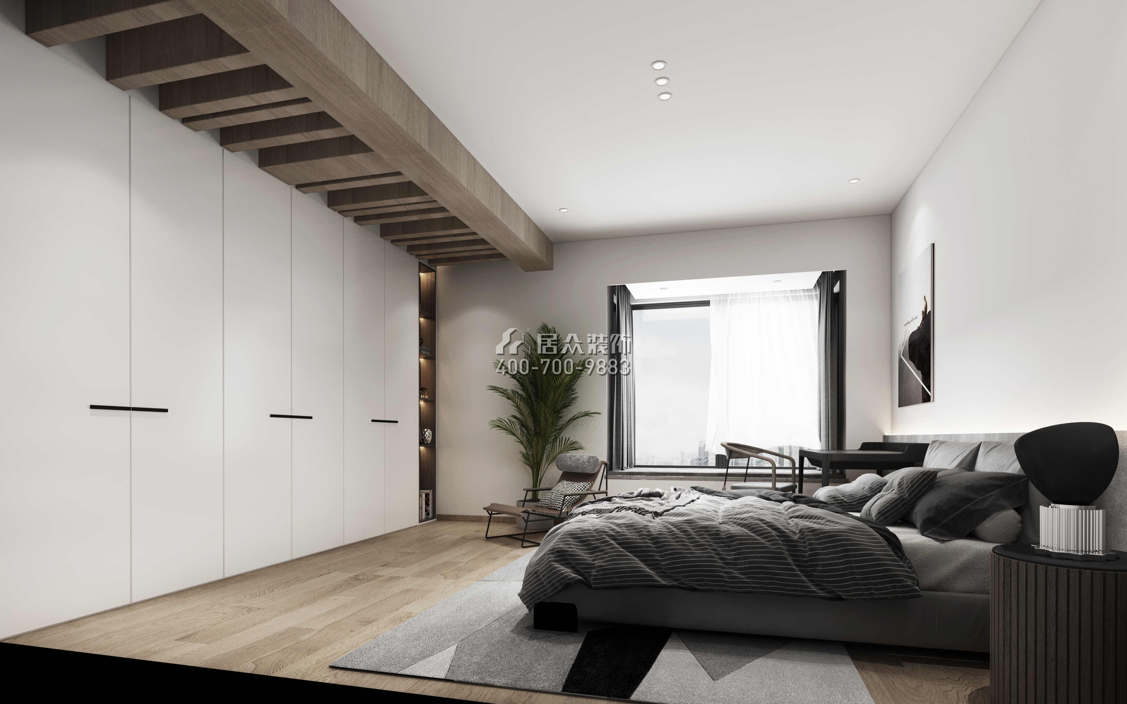天鹅堡二期245平方米现代简约风格平层户型卧室装修效果图