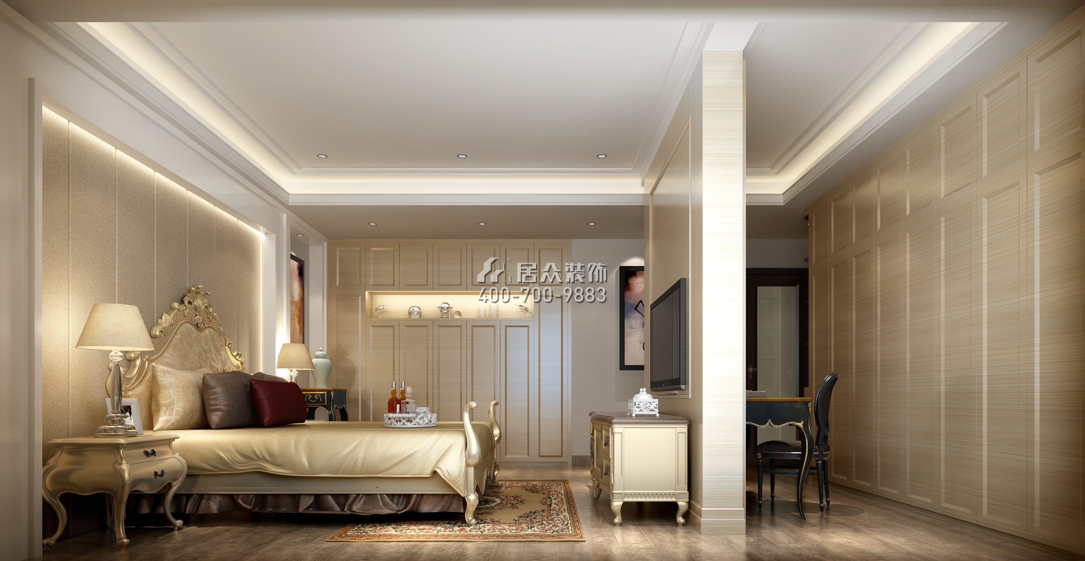 黄埔雅苑二期268平方米新古典风格复式户型卧室kok电竞平台效果图
